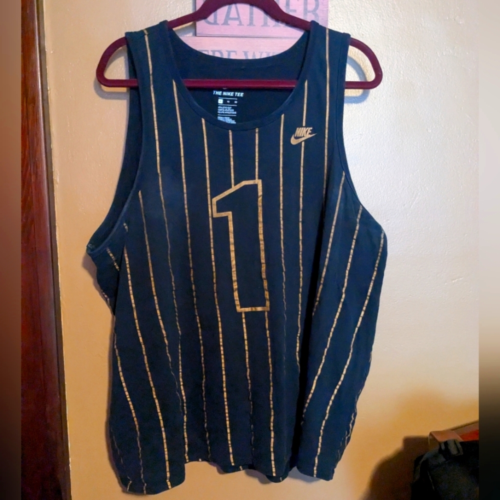 Nike Black and Gold Striped Tank Top Men's XL